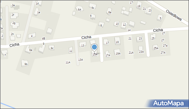 Siedlec, Cicha, 15A, mapa Siedlec