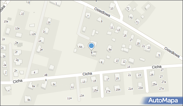 Siedlec, Cicha, 6, mapa Siedlec