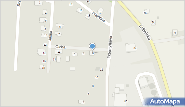 Siedliszcze, Cicha, 6, mapa Siedliszcze