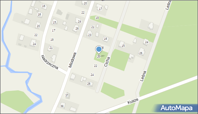 Sieraków, Cicha, 20, mapa Sieraków