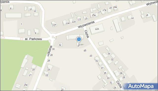 Sieraków Śląski, Cicha, 47, mapa Sieraków Śląski