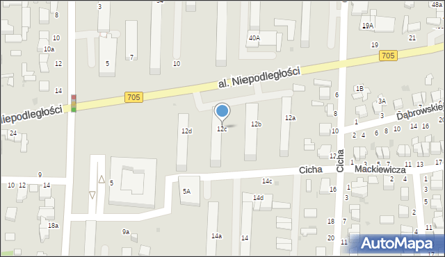 Skierniewice, Cicha, 12c, mapa Skierniewic