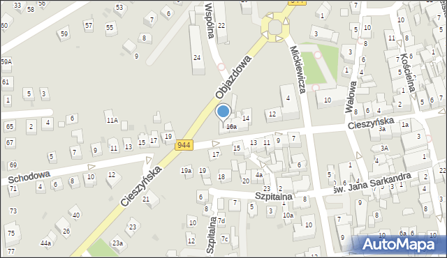 Skoczów, Cieszyńska, 18, mapa Skoczów