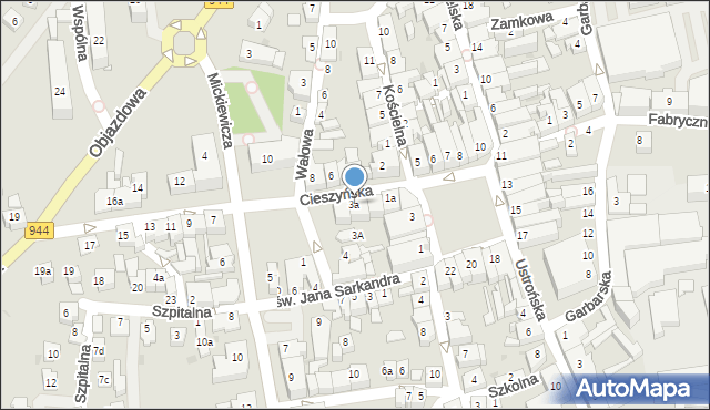 Skoczów, Cieszyńska, 3a, mapa Skoczów