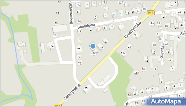 Skoczów, Cieszyńska, 44a, mapa Skoczów