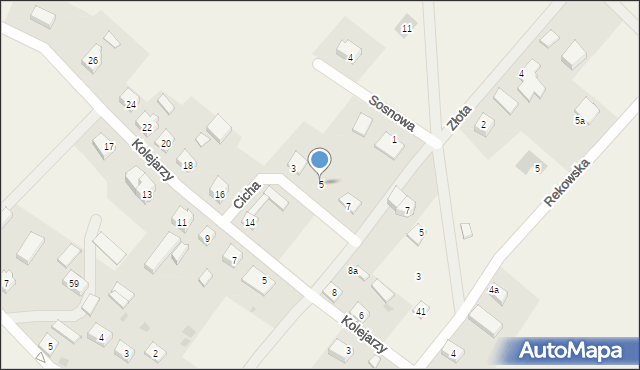 Skorzewo, Cicha, 5, mapa Skorzewo