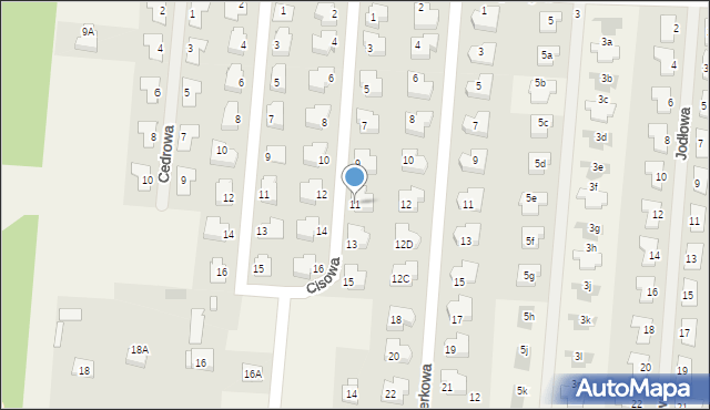 Skrzeszew, Cisowa, 11, mapa Skrzeszew