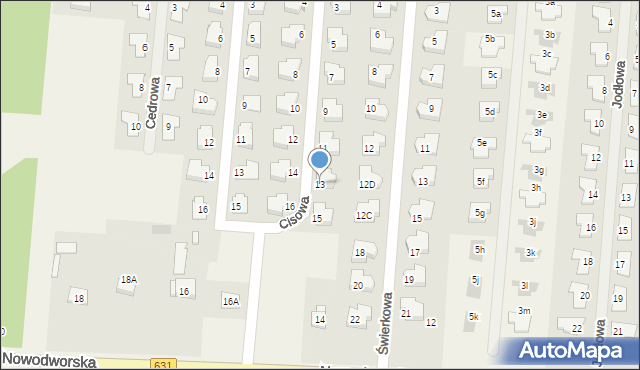 Skrzeszew, Cisowa, 13, mapa Skrzeszew