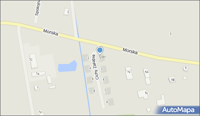 Sławno, Cichy Zakątek, 1, mapa Sławno