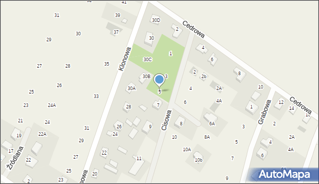 Słupno, Cisowa, 5, mapa Słupno