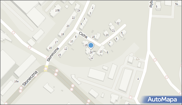 Słupsk, Cicha, 14, mapa Słupska