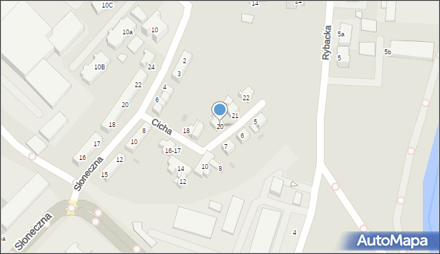 Słupsk, Cicha, 20, mapa Słupska