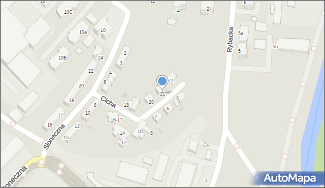 Słupsk, Cicha, 21, mapa Słupska