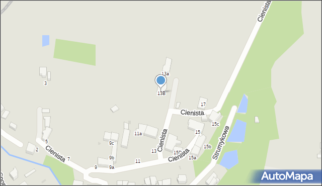 Słupsk, Cienista, 13B, mapa Słupska