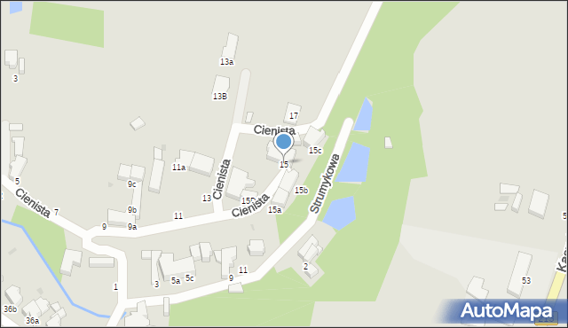 Słupsk, Cienista, 15, mapa Słupska