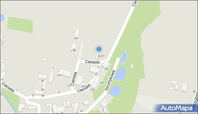 Słupsk, Cienista, 17, mapa Słupska