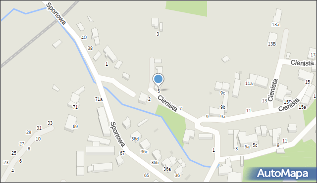 Słupsk, Cienista, 5, mapa Słupska