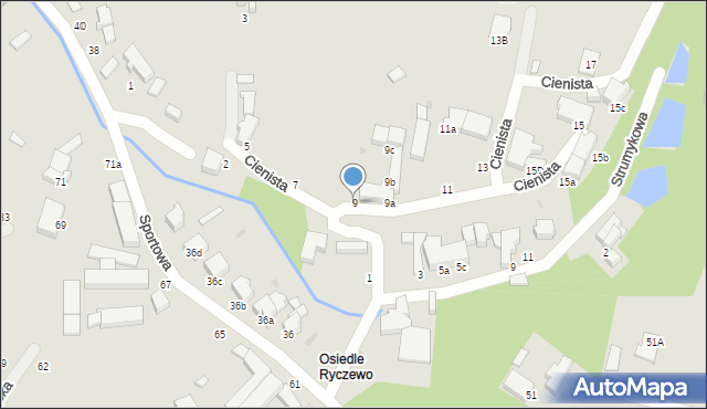 Słupsk, Cienista, 9, mapa Słupska