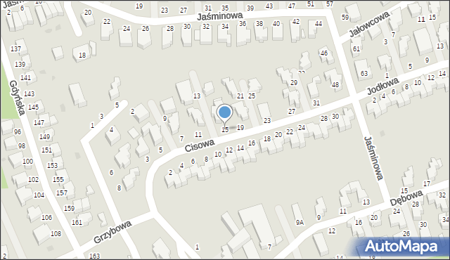 Słupsk, Cisowa, 15, mapa Słupska