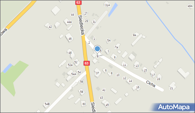 Sokołów Podlaski, Cicha, 4, mapa Sokołów Podlaski