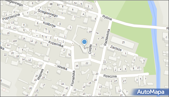 Sosnowiec, Ciepła, 4, mapa Sosnowca