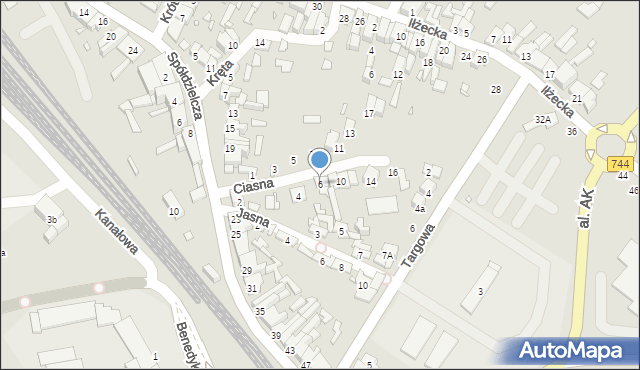 Starachowice, Ciasna, 6, mapa Starachowic