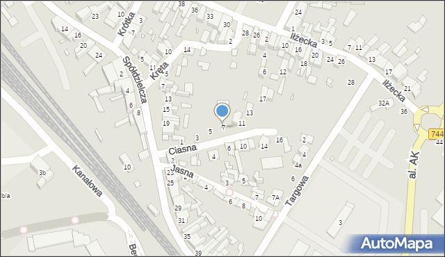 Starachowice, Ciasna, 7, mapa Starachowic