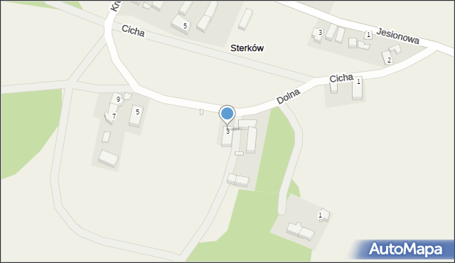 Sterków, Cicha, 3, mapa Sterków