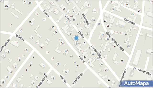 Stoczek Łukowski, Cicha, 1, mapa Stoczek Łukowski