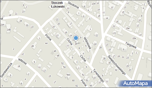 Stoczek Łukowski, Cicha, 10, mapa Stoczek Łukowski