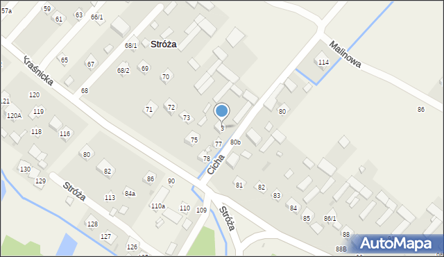 Stróża, Cicha, 3, mapa Stróża