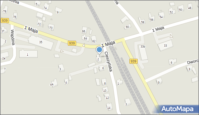 Strumień, Cieszyńska, 2A, mapa Strumień