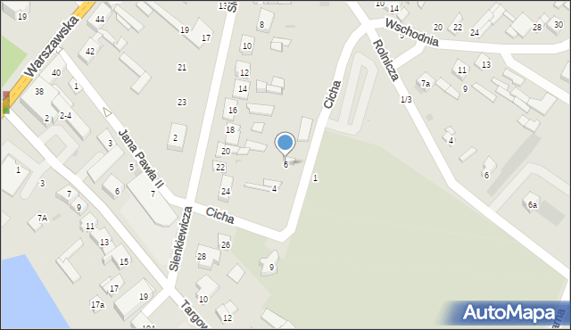 Stryków, Cicha, 6, mapa Stryków