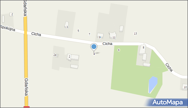 Subkowy, Cicha, 4, mapa Subkowy