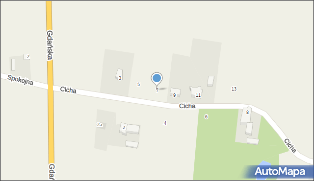 Subkowy, Cicha, 7, mapa Subkowy