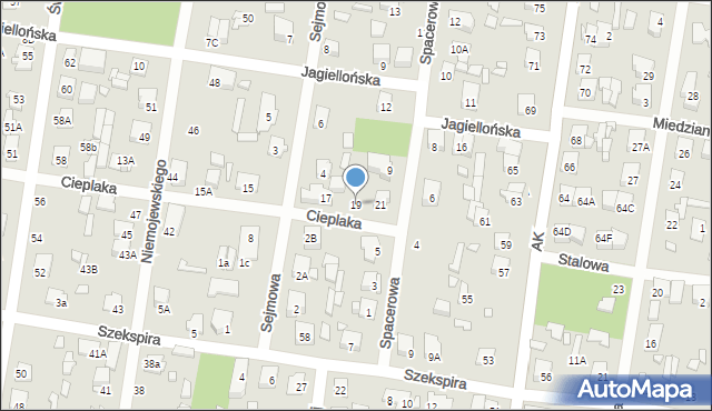 Sulejówek, Cieplaka, 19, mapa Sulejówek