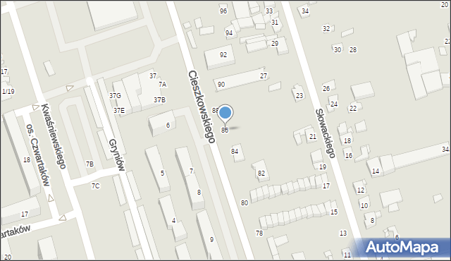 Swarzędz, Cieszkowskiego Augusta, 86, mapa Swarzędz