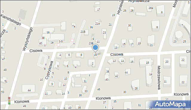 Świdnik, Cisowa, 10, mapa Świdnika