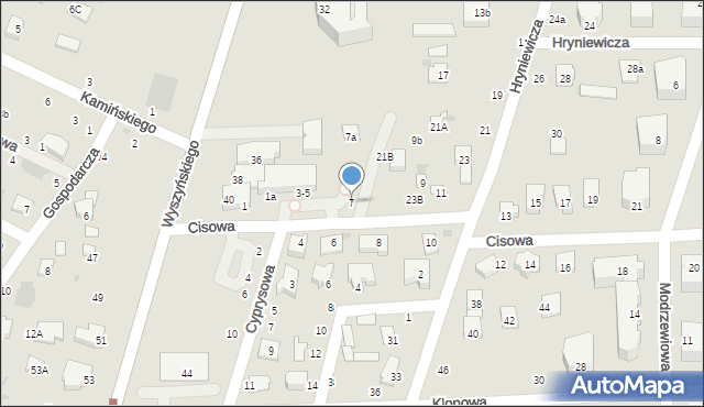 Świdnik, Cisowa, 7, mapa Świdnika