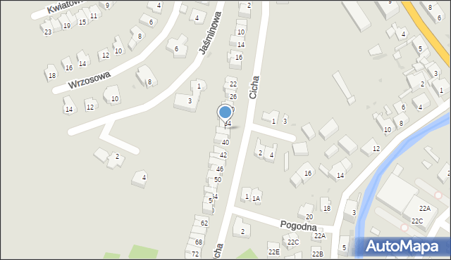 Świebodzice, Cicha, 36, mapa Świebodzice