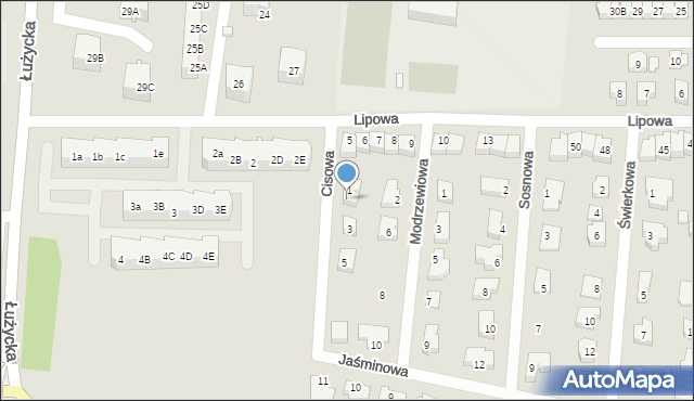 Świebodzin, Cisowa, 1A, mapa Świebodzin
