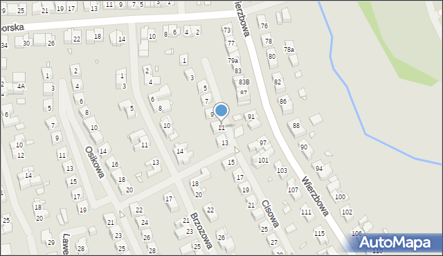 Szczecin, Cisowa, 11, mapa Szczecina