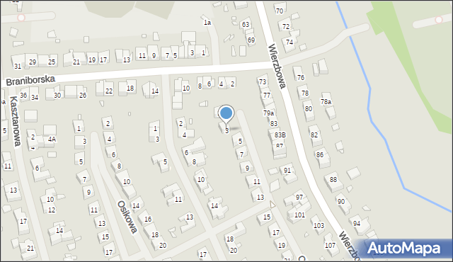 Szczecin, Cisowa, 3, mapa Szczecina