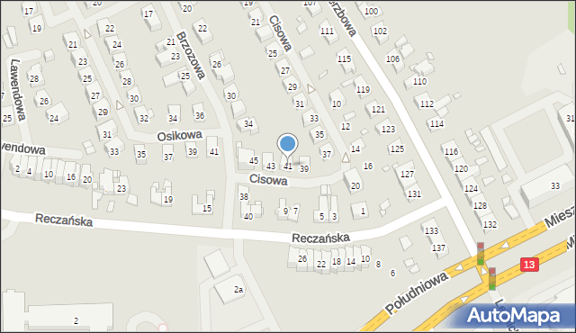 Szczecin, Cisowa, 41, mapa Szczecina