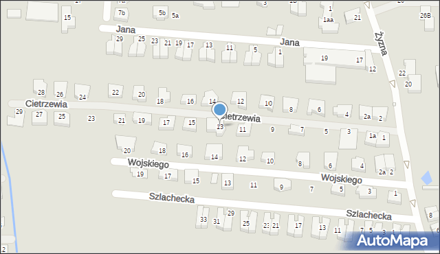 Szczecin, Cietrzewia, 13, mapa Szczecina