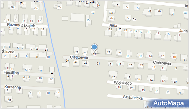 Szczecin, Cietrzewia, 24, mapa Szczecina