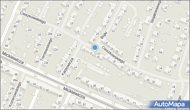 Szczecin, Cieszkowskiego Augusta, 14, mapa Szczecina