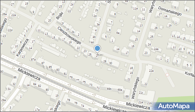 Szczecin, Cieszkowskiego Augusta, 27, mapa Szczecina