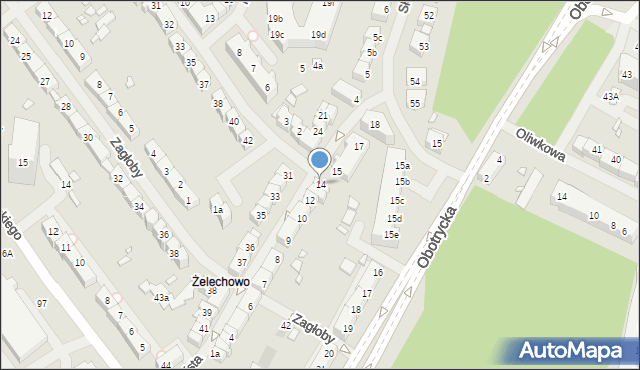 Szczecin, Cienista, 14, mapa Szczecina