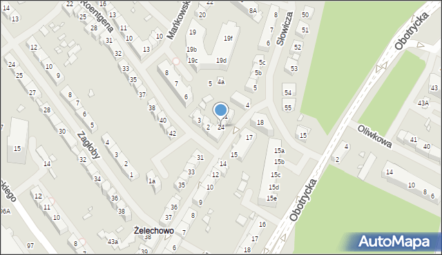 Szczecin, Cienista, 24, mapa Szczecina